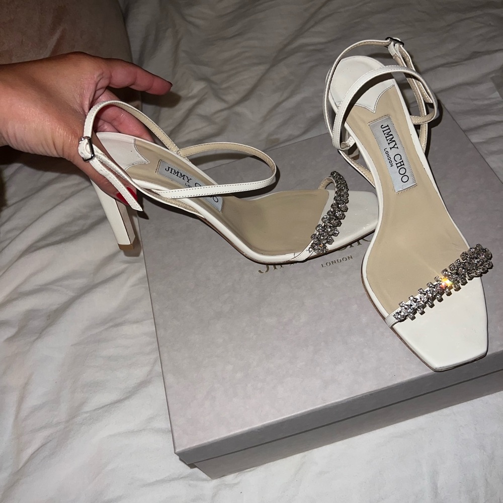 Jimmy Choo Meira 85MM Leather Embellished Sandals